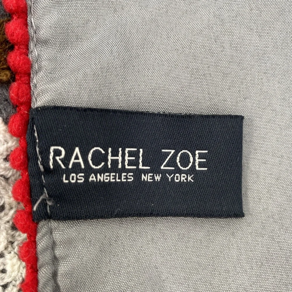 Rachel Zoe Table Runner Christmas Penguins Santa Embroidered Charcoal Gray Wool